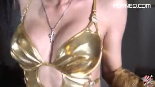 Shiny gold dress and gloves on a hard cock Asian shemale - new.porneq.com on unlisto.com