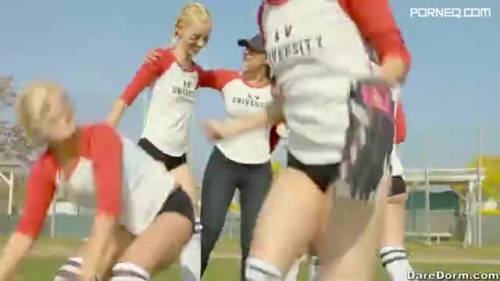 Football team girls are pleasuring hot lesbian group fuck in locker room - new.porneq.com on unlisto.com